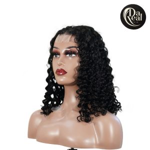 center wig natural black remy hair 2x6 lace closure deep wave bob human hair wig