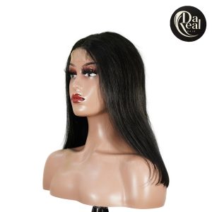 center wig natural black remy hair 2x6 lace closure straight bob human hair wig