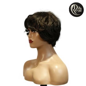 center wig machine made black wig remy hair tc16