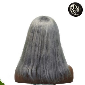 center wig machine made gray wig remy hair 12p