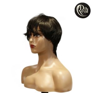 center wig machine made black wig remy hair h081