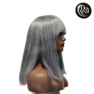 center wig machine made gray wig remy hair 12p