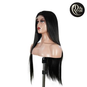 center wig natural black remy hair 6x7 lace closure straight human hair wig
