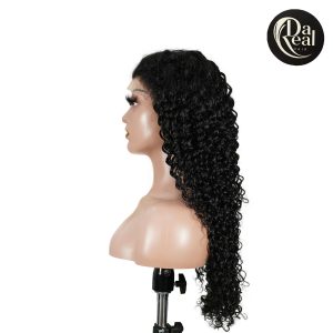 center wig natural black remy hair 6x7 lace closure deep wave human hair wig
