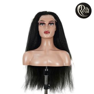 center wig natural black remy hair 6x7 lace closure yaki straight human hair wig
