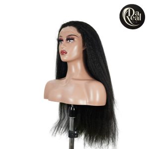center wig natural black remy hair 6x7 lace closure yaki straight human hair wig