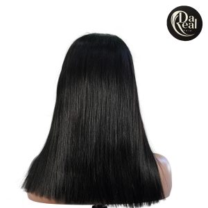 center wig natural black remy hair 5x5 lace closure straight bob human hair wig