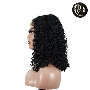center wig natural black remy hair 2x6 lace closure deep wave bob human hair wig