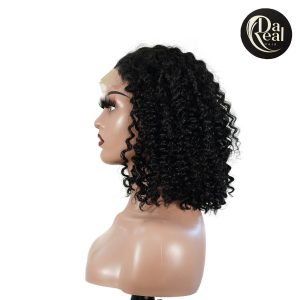center wig natural black remy hair 5x5 lace closure jerry curly 12 inch bob human hair wig