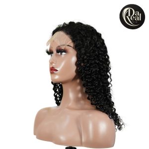center wig natural black remy hair 5x5 lace closure jerry curly human hair wig
