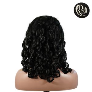 center wig natural black remy hair 5x5 lace closure bouncy curls human hair wig
