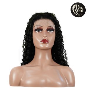 center wig natural black remy hair 5x5 lace closure deep wave human hair wig