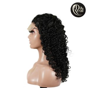 center wig natural black remy hair 5x5 lace closure deep wave human hair wig