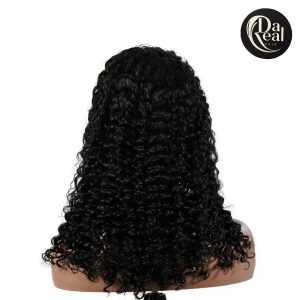center wig natural black remy hair 5x5 lace closure deep wave human hair wig