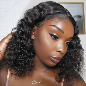 Dareal Hair natural black remy hair 5x5 lace closure deep wave 12 inch bob human hair wig