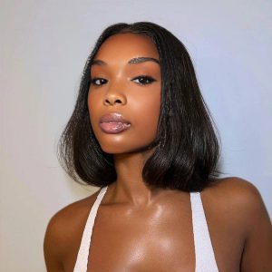 Dareal Hair natural black remy hair 2x6 lace closure straight bob human hair wig