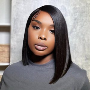 Dareal Hair natural black asian raw hair 5x5 hd lace closure straight bob human hair wig