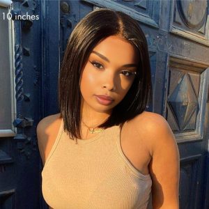 Dareal Hair natural black asian raw hair 2x6 hd lace closure straight bob human hair wig