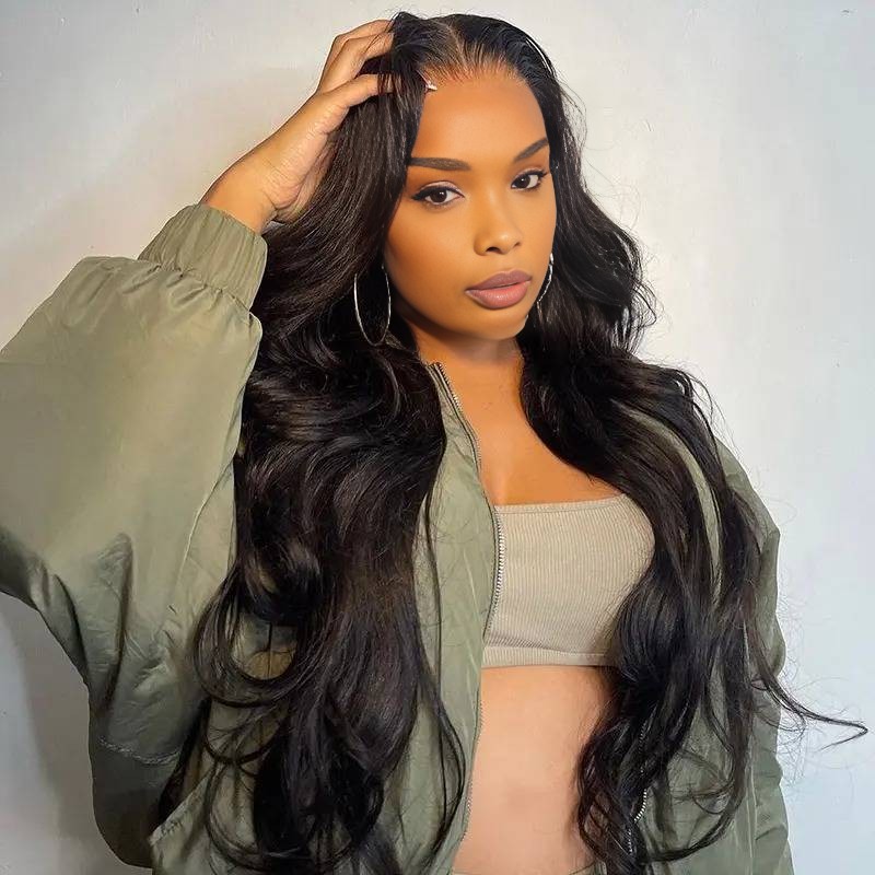 center wig 13x4 body wave lace front wig natural black remy hair