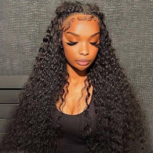 Dareal Hair natural black remy hair 5x5 lace closure jerry curly human hair wig