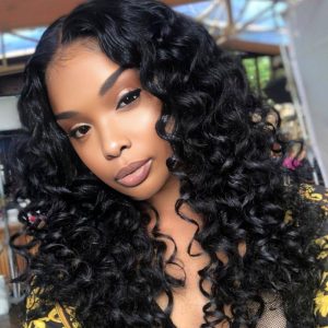 Dareal Hair natural black remy hair 5x5 lace closure bouncy curls human hair wig