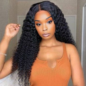 Dareal Hair natural black remy hair 5x5 lace closure deep wave human hair wig
