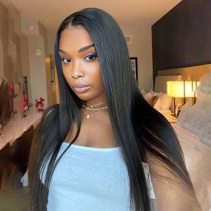 Dareal Hair natural black remy hair 6x7 lace closure straight human hair wig