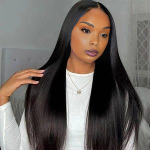 Dareal Hair natural black asian raw hair 13x6 hd lace front wig straight human hair wig