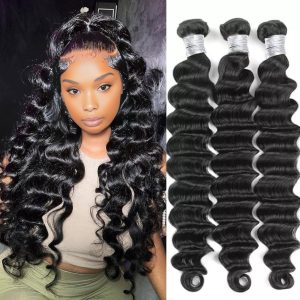Dareal Hair remy hair black deep wave bundles brazilian weaving