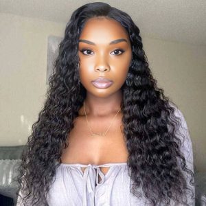 Dareal Hair glueless remy hair 5x5 lace closure deep wave human hair wig