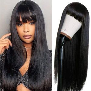 Dareal Hair 4x4 straight lace bangs wig remy hair